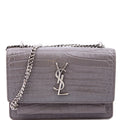 533026 Sunset Chain Wallet Croc Embossed Red