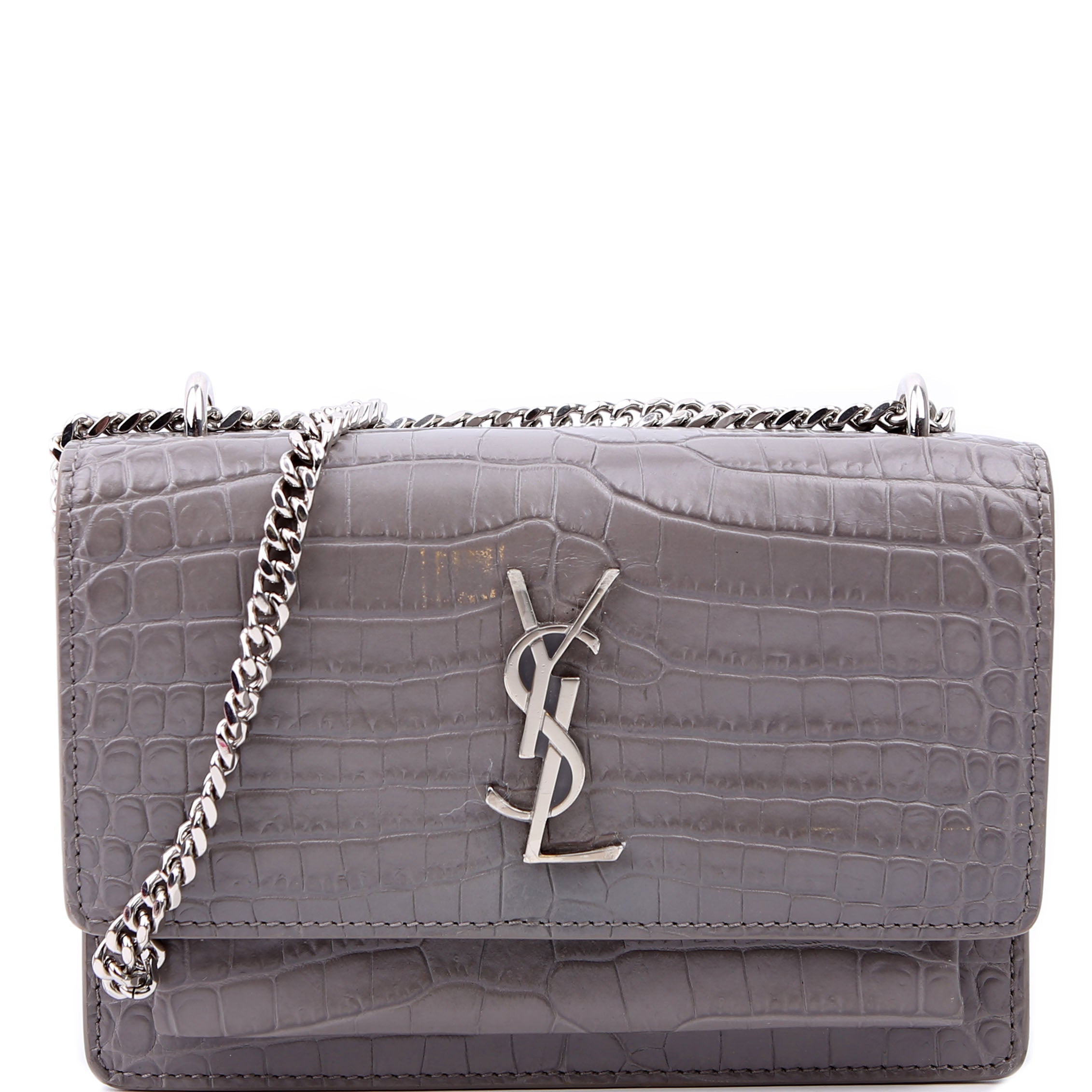 533026 Sunset Chain Wallet Croc Embossed Red