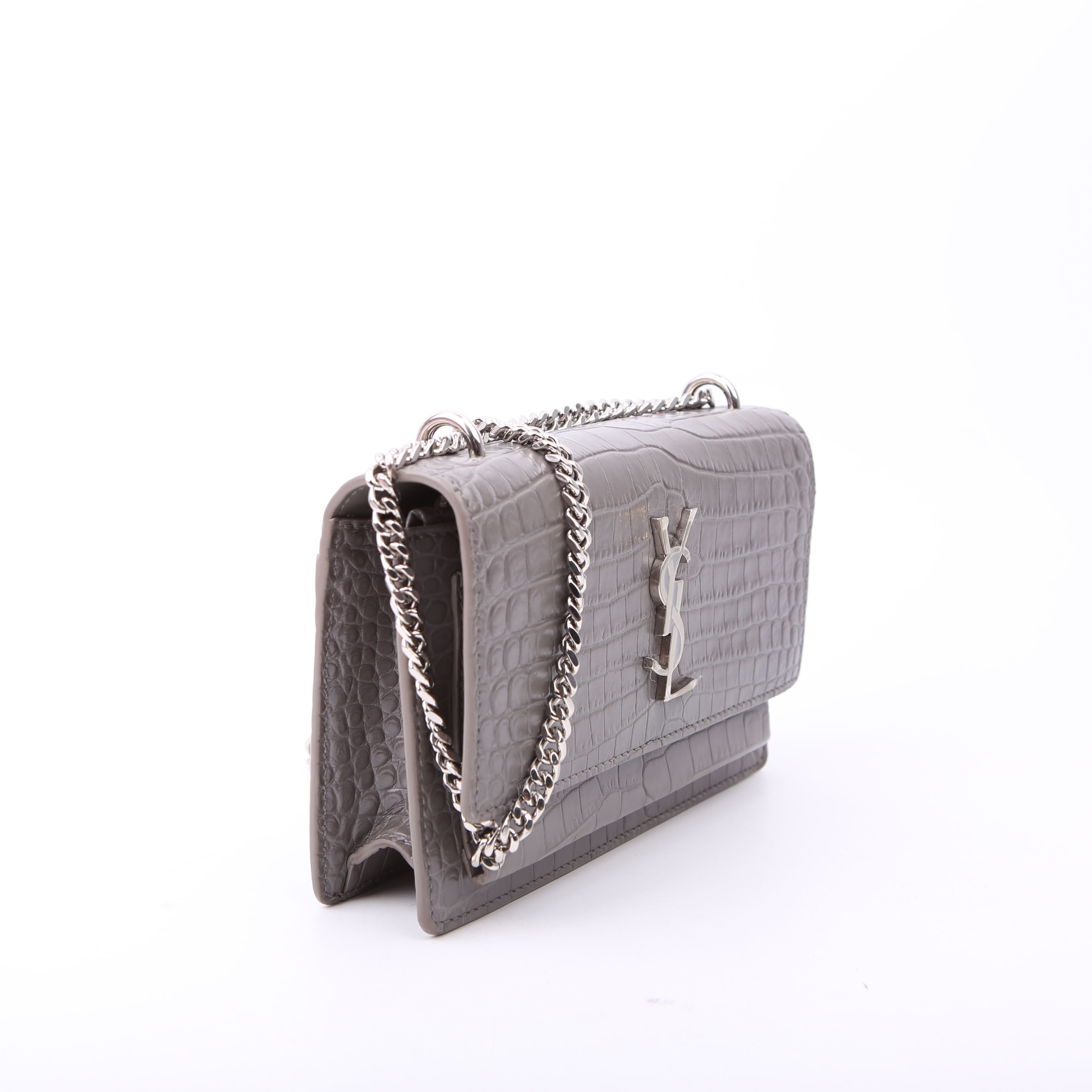 533026 Sunset Chain Wallet Croc Embossed Red