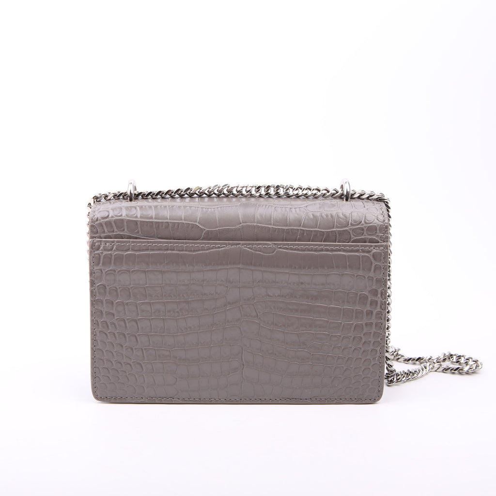 533026 Sunset Chain Wallet Croc Embossed Red