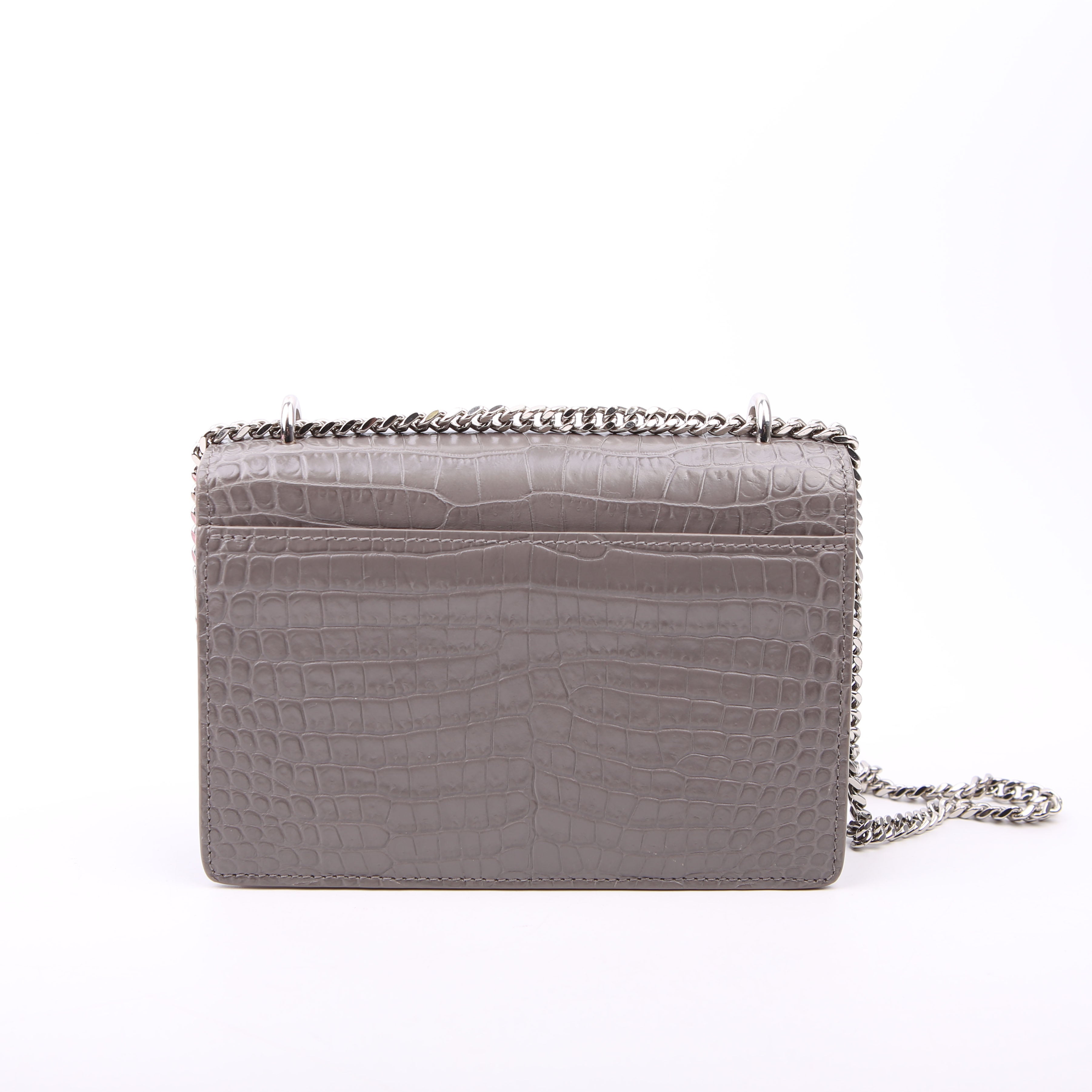 533026 Sunset Chain Wallet Croc Embossed Red