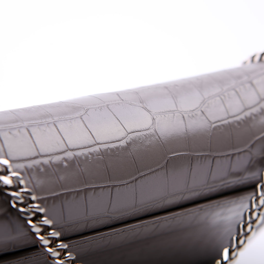 533026 Sunset Chain Wallet Croc Embossed Red