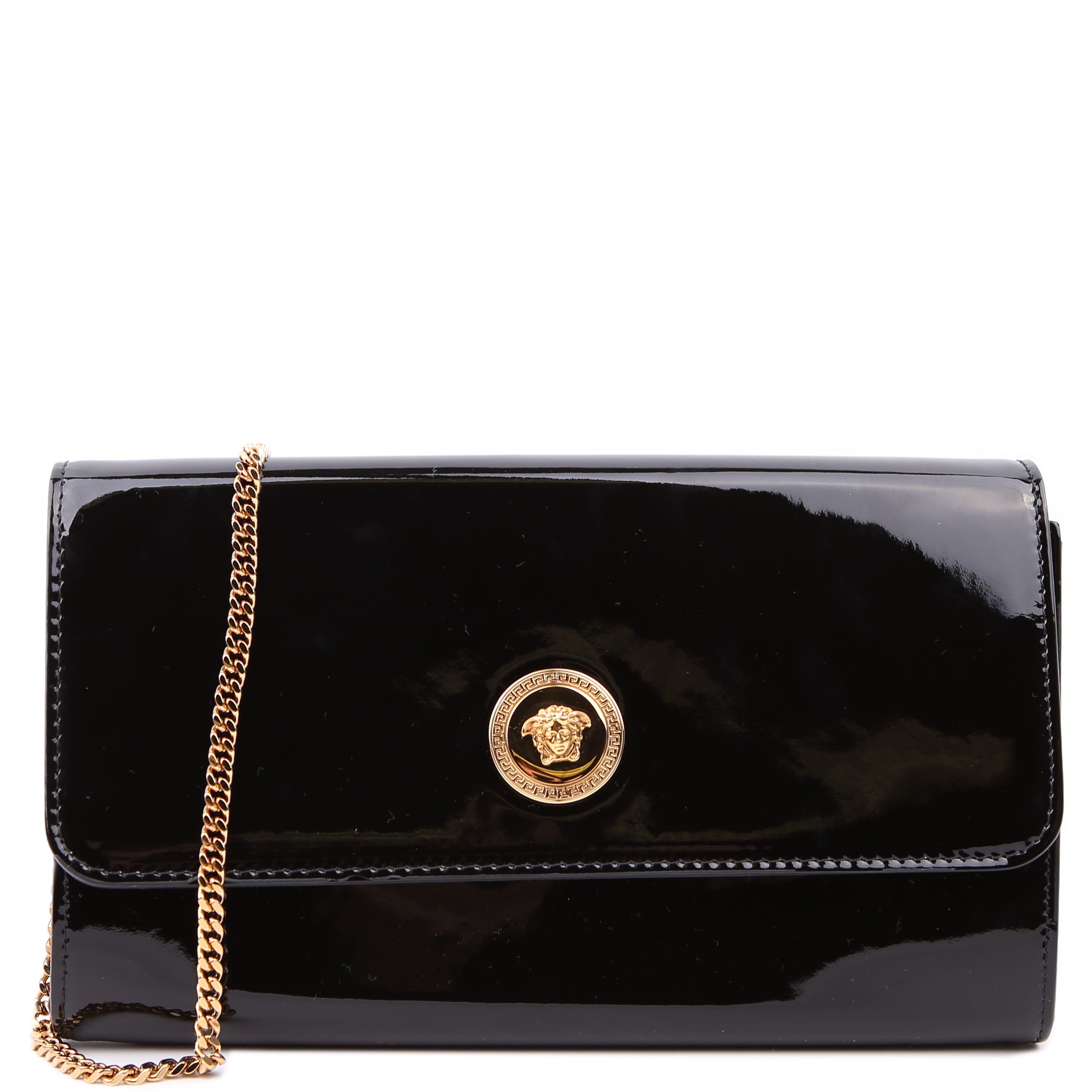 Medusa Clutch with Chain Patent Black