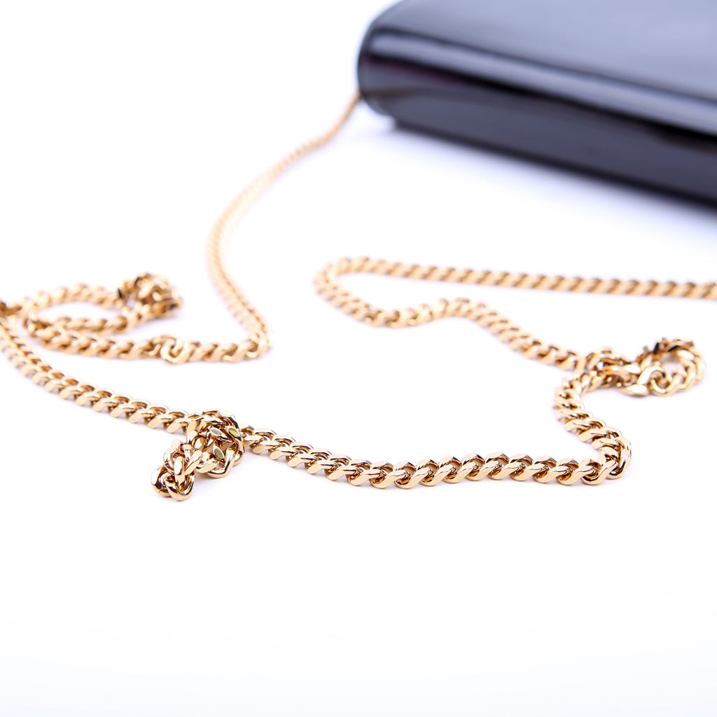 Medusa Clutch with Chain Patent Black
