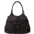Gucci 114875 Reins Hobo Canvas/Perforated Leather Black