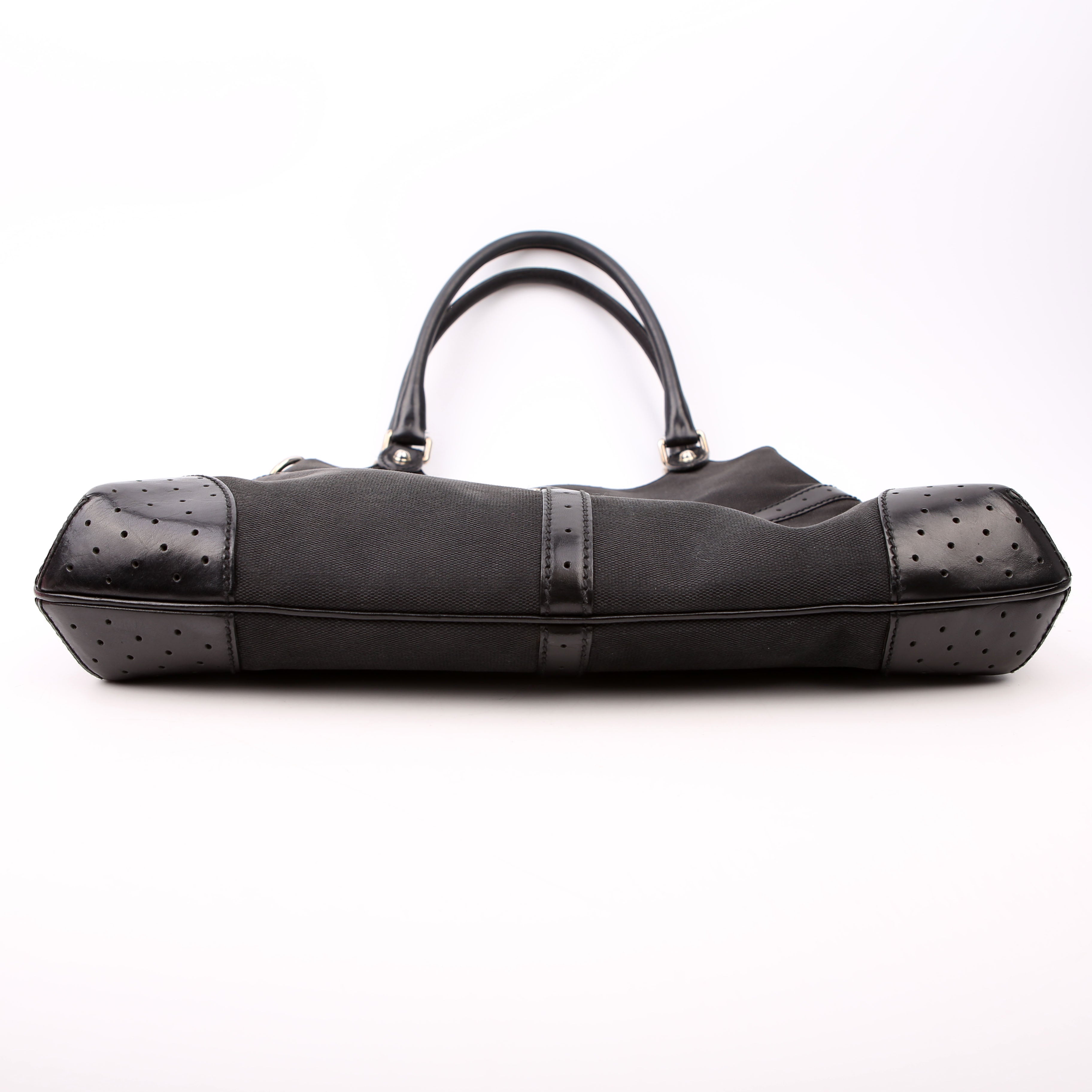 Gucci 114875 Reins Hobo Canvas/Perforated Leather Black