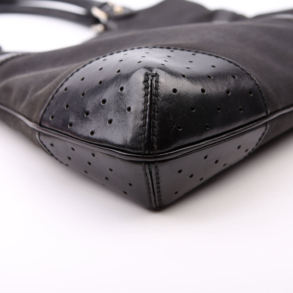 Gucci 114875 Reins Hobo Canvas/Perforated Leather Black