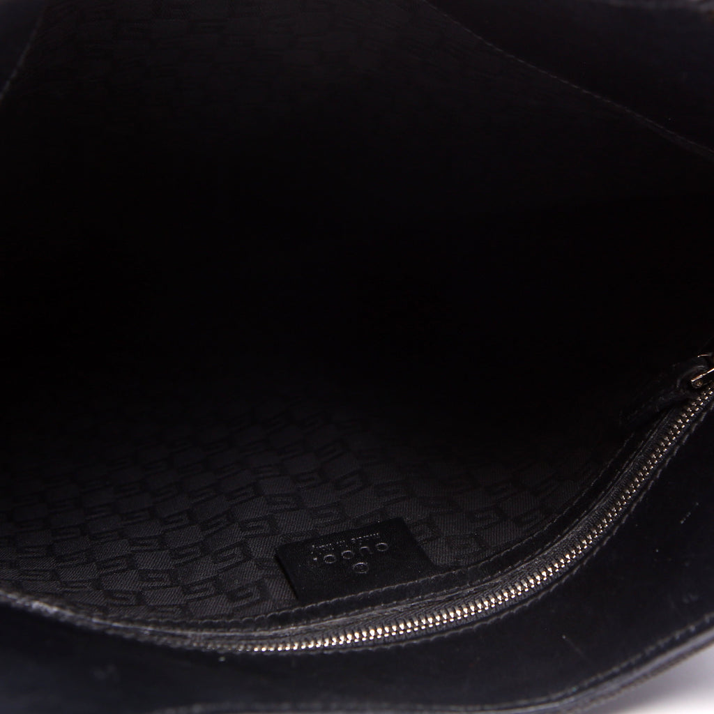 Gucci 114875 Reins Hobo Canvas/Perforated Leather Black