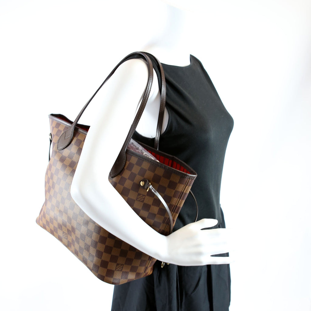 Neverfull With Wallet MM Damier Ebene Red