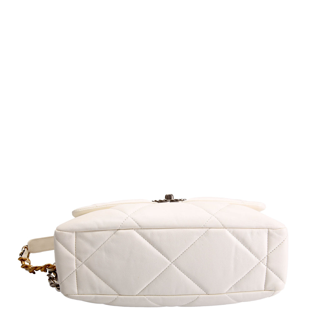 Quilted Goatskin 19 Medium Flap RFID White