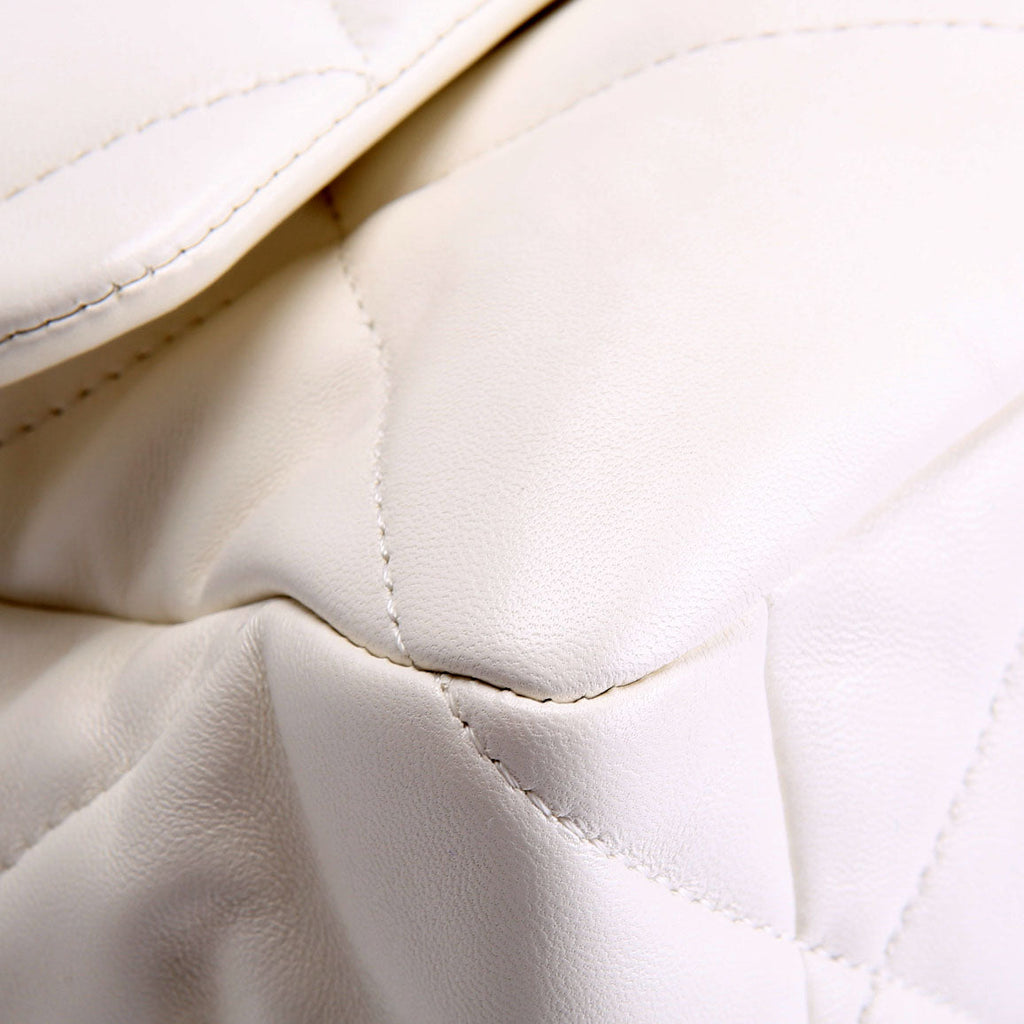 Quilted Goatskin 19 Medium Flap RFID White