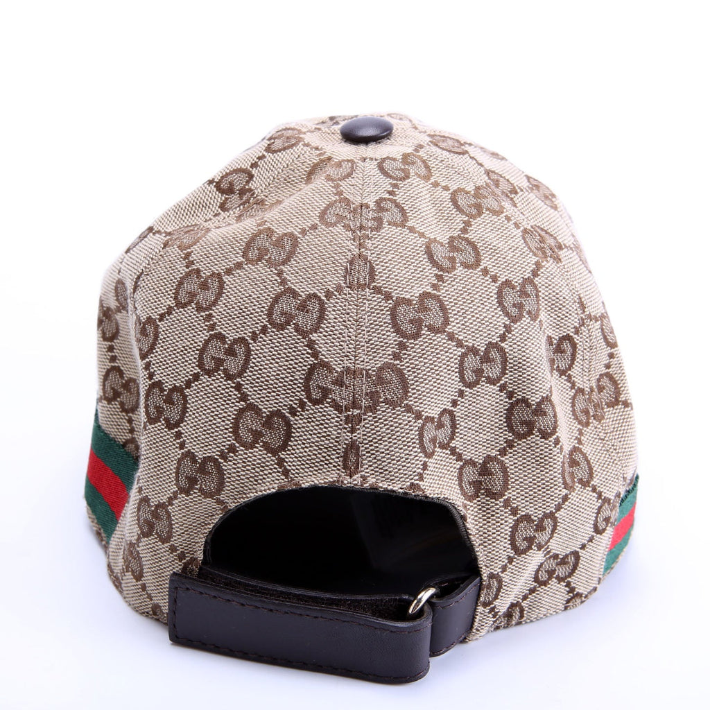 200035 GG Canvas Web Cap Hat Size Large Tan