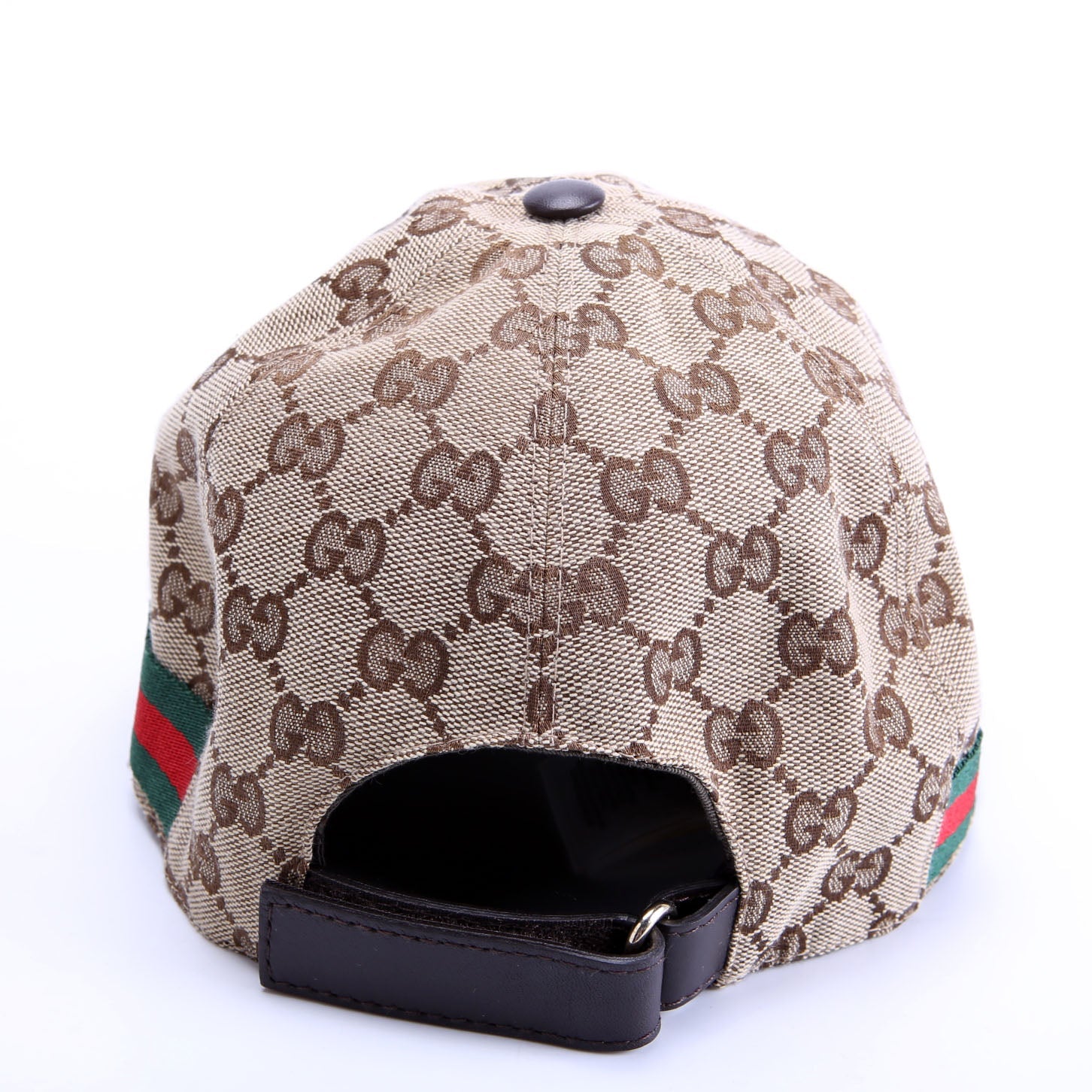 200035 GG Canvas Web Cap Hat Size Large Tan