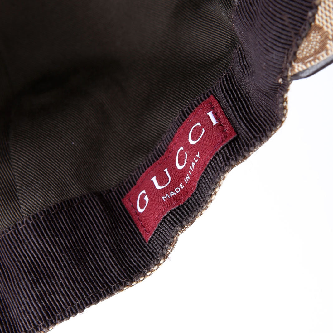 200035 GG Canvas Web Cap Hat Size Large Tan
