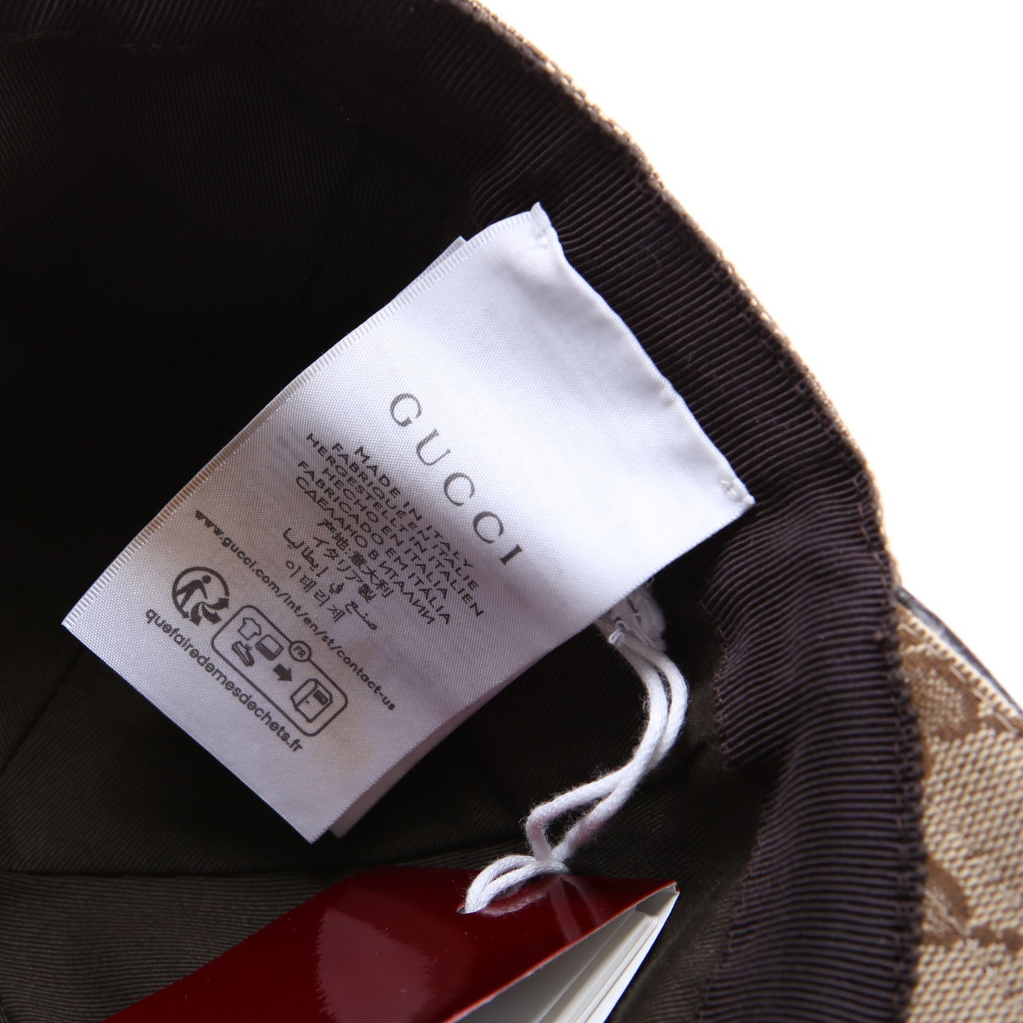 200035 GG Canvas Web Cap Hat Size Large Tan