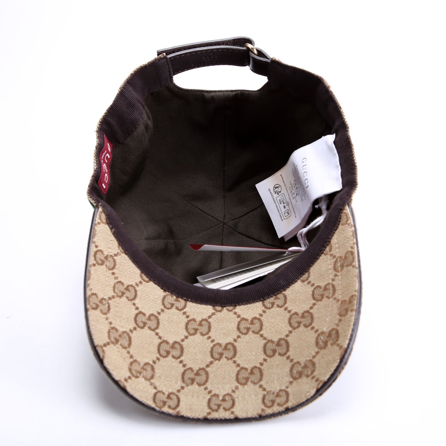 200035 GG Canvas Web Cap Hat Size Large Tan