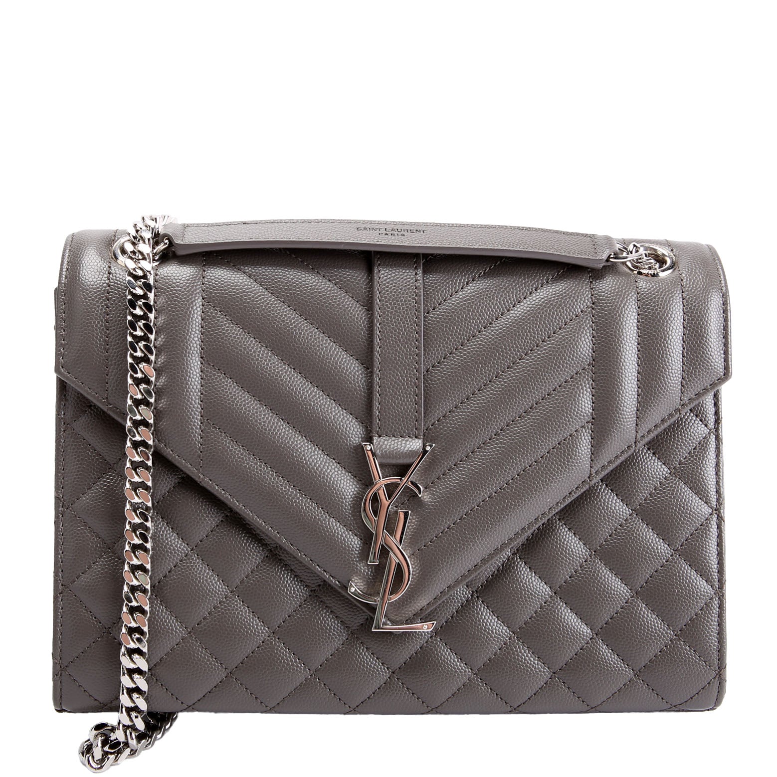 SAINT LAURENT Envelope Medium Tri-Quilt 600185/487206 Grey