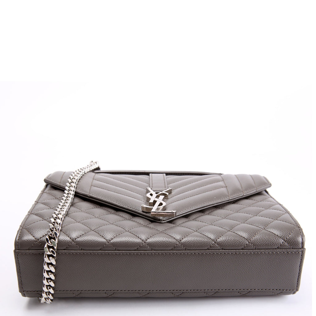 SAINT LAURENT Envelope Medium Tri-Quilt 600185/487206 Grey