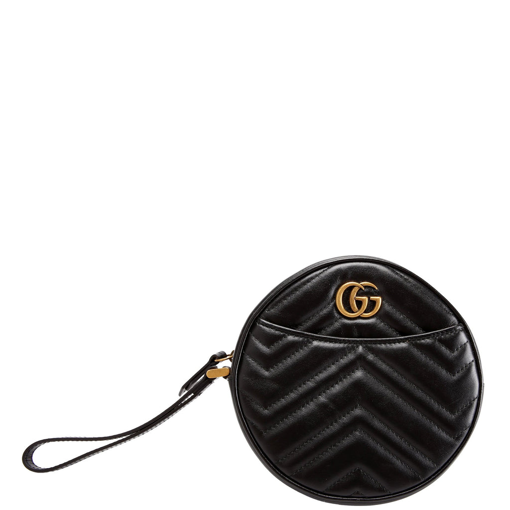 Gucci 575164 GG Marmont Round Wrist Wallet Black