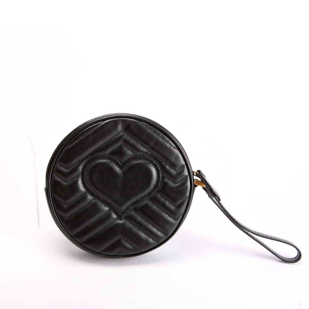 Gucci 575164 GG Marmont Round Wrist Wallet Black