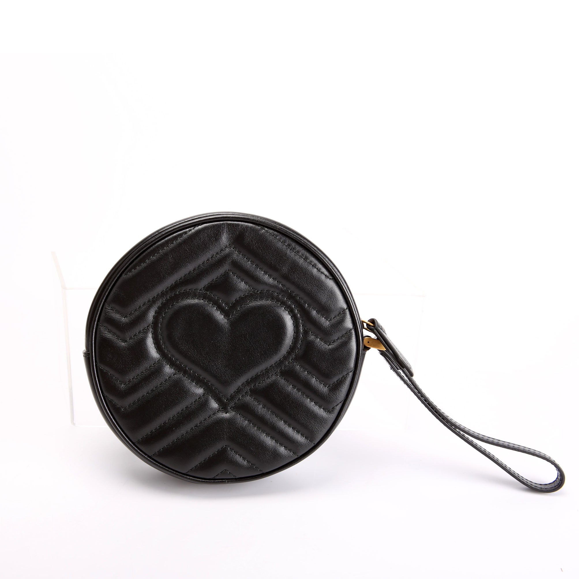 Gucci 575164 GG Marmont Round Wrist Wallet Black