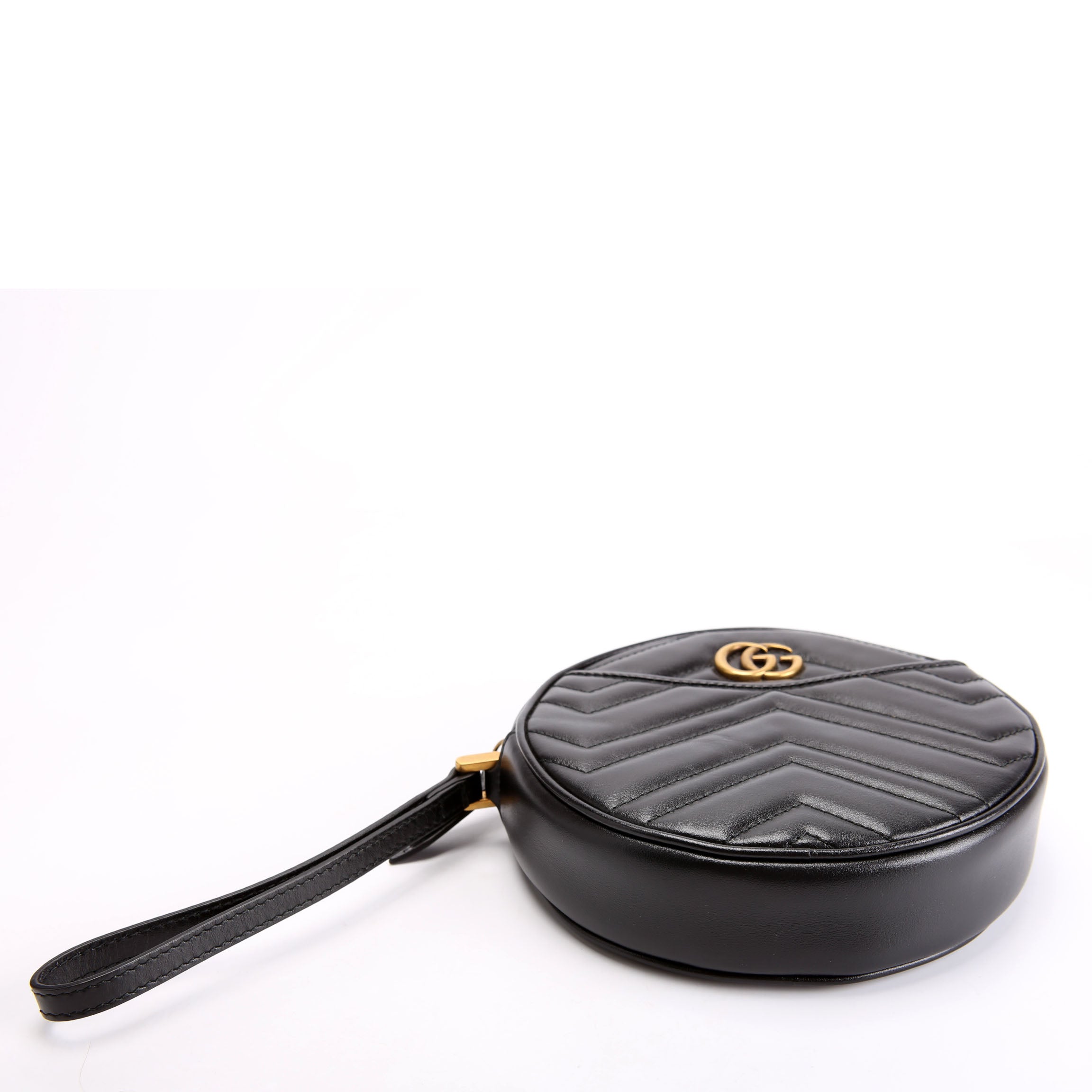 Gucci 575164 GG Marmont Round Wrist Wallet Black