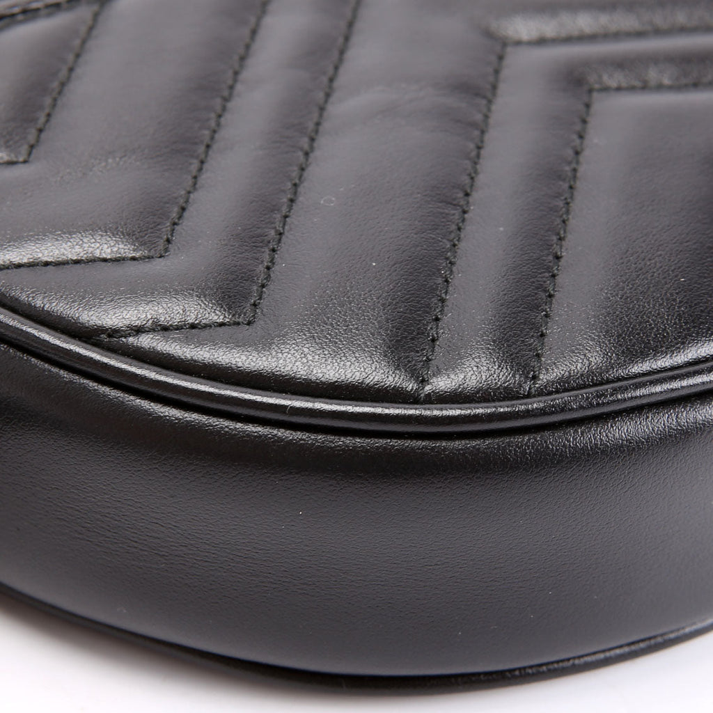 Gucci 575164 GG Marmont Round Wrist Wallet Black