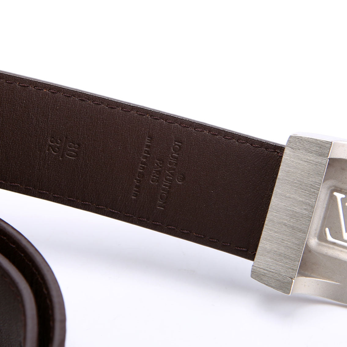 LV Cut Reversible Square Buckle Belt Size 80/32