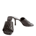 Quilted Rose Embroidered Mules Size 38 Black
