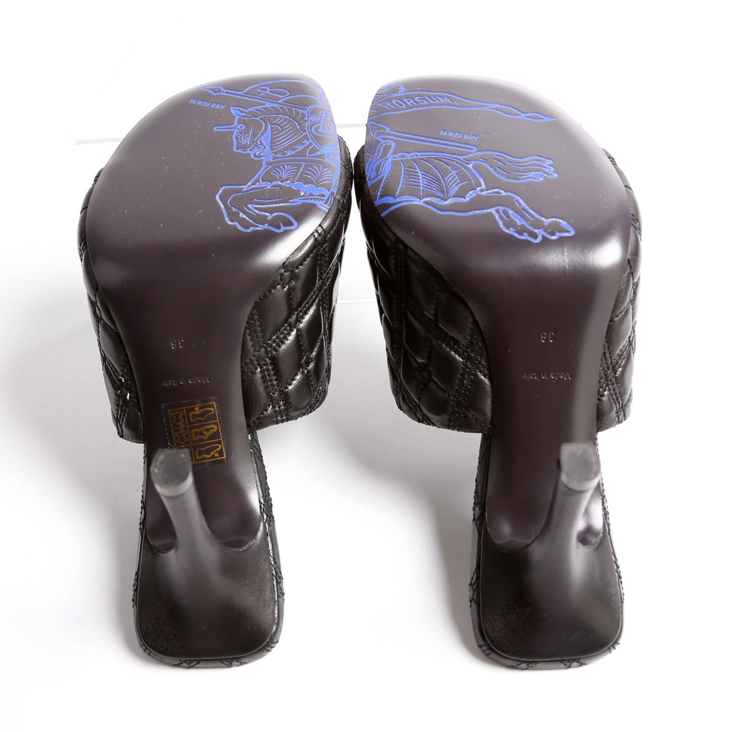 Quilted Rose Embroidered Mules Size 38 Black
