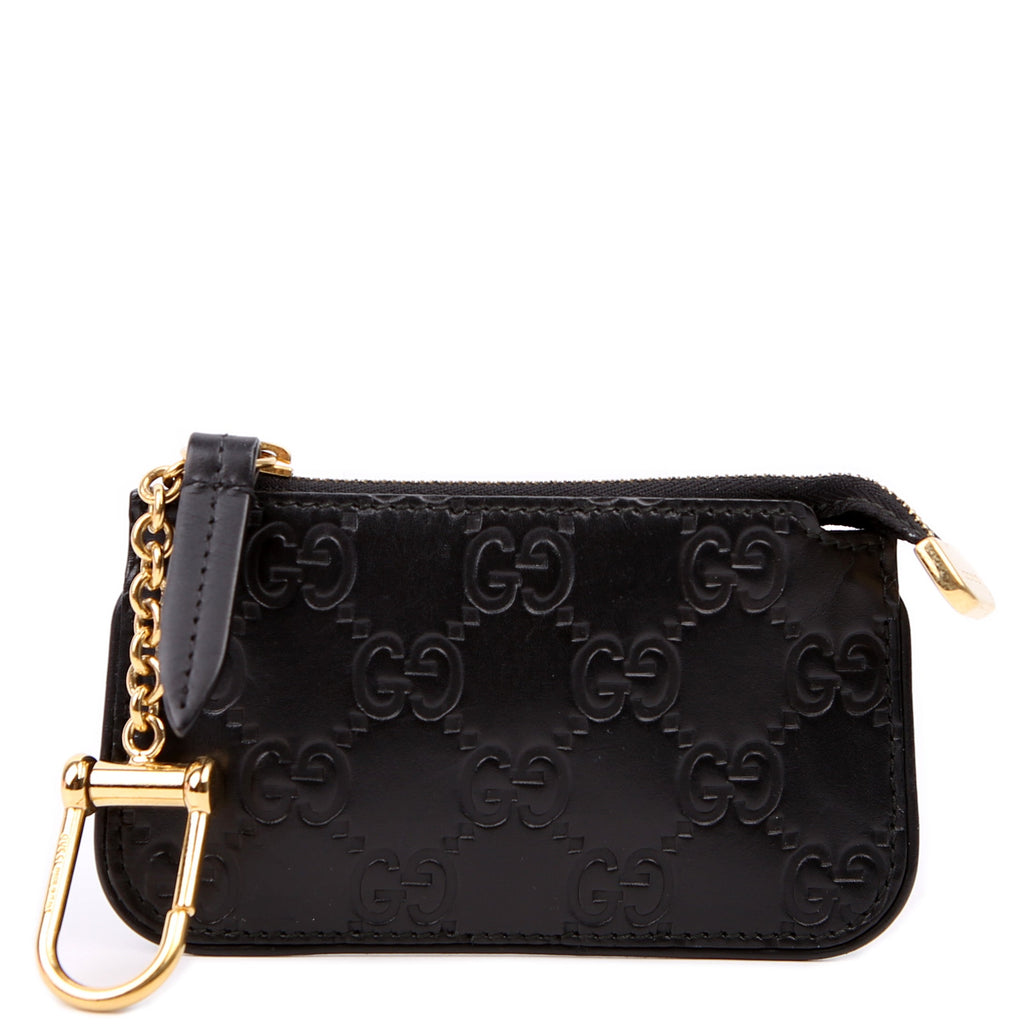 447964 GG Leather Key Pouch Black
