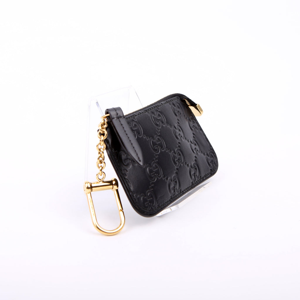 447964 GG Leather Key Pouch Black