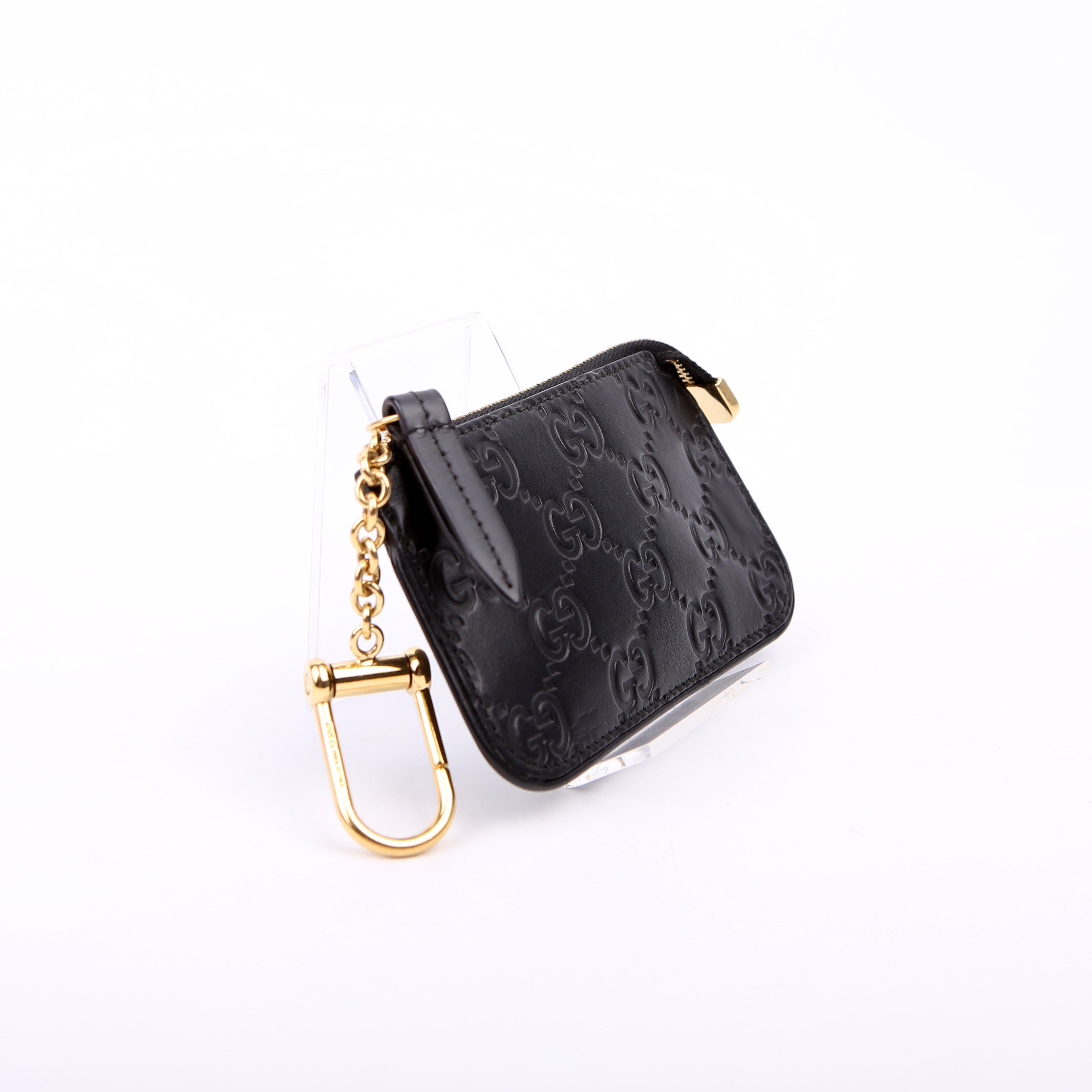 447964 GG Leather Key Pouch Black