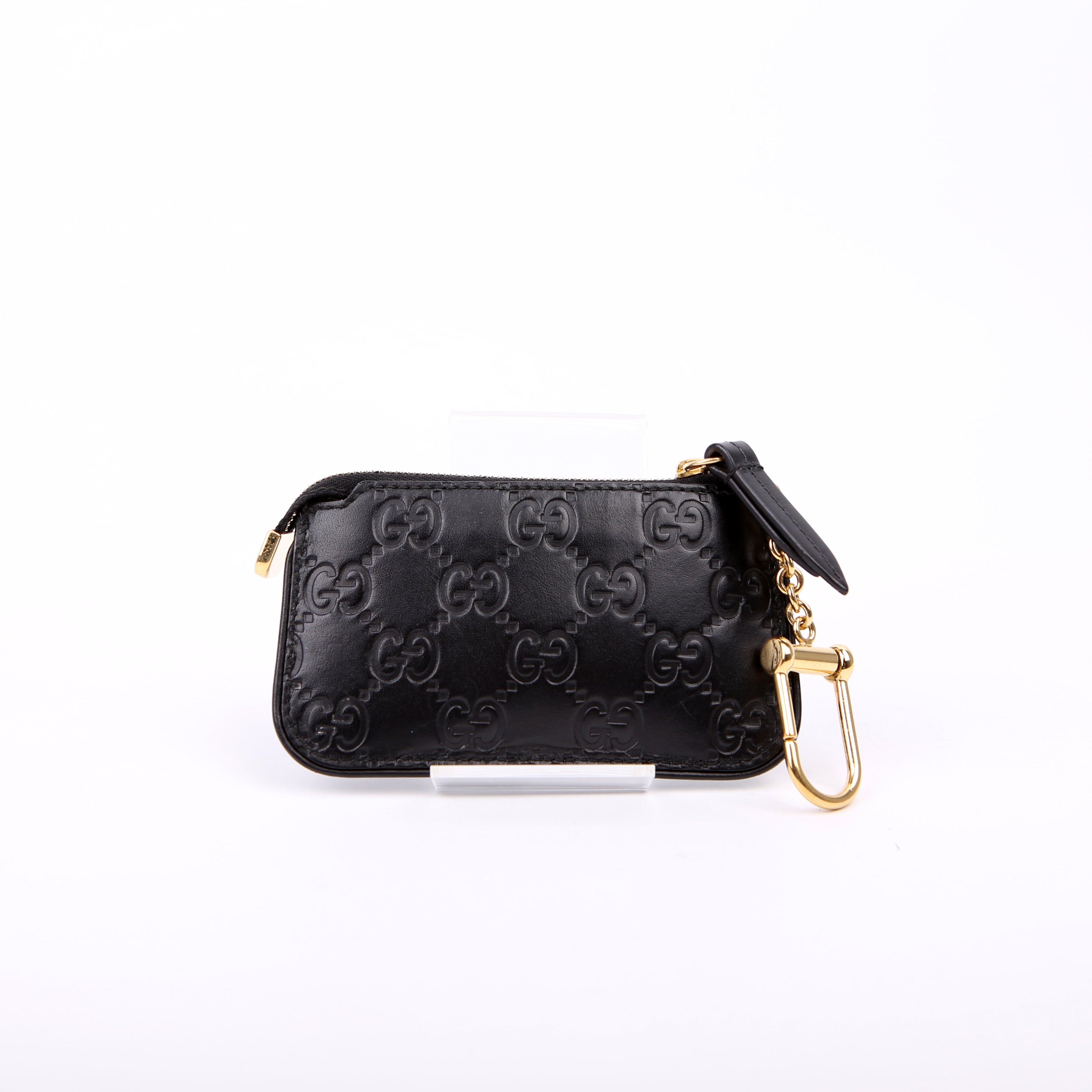 447964 GG Leather Key Pouch Black