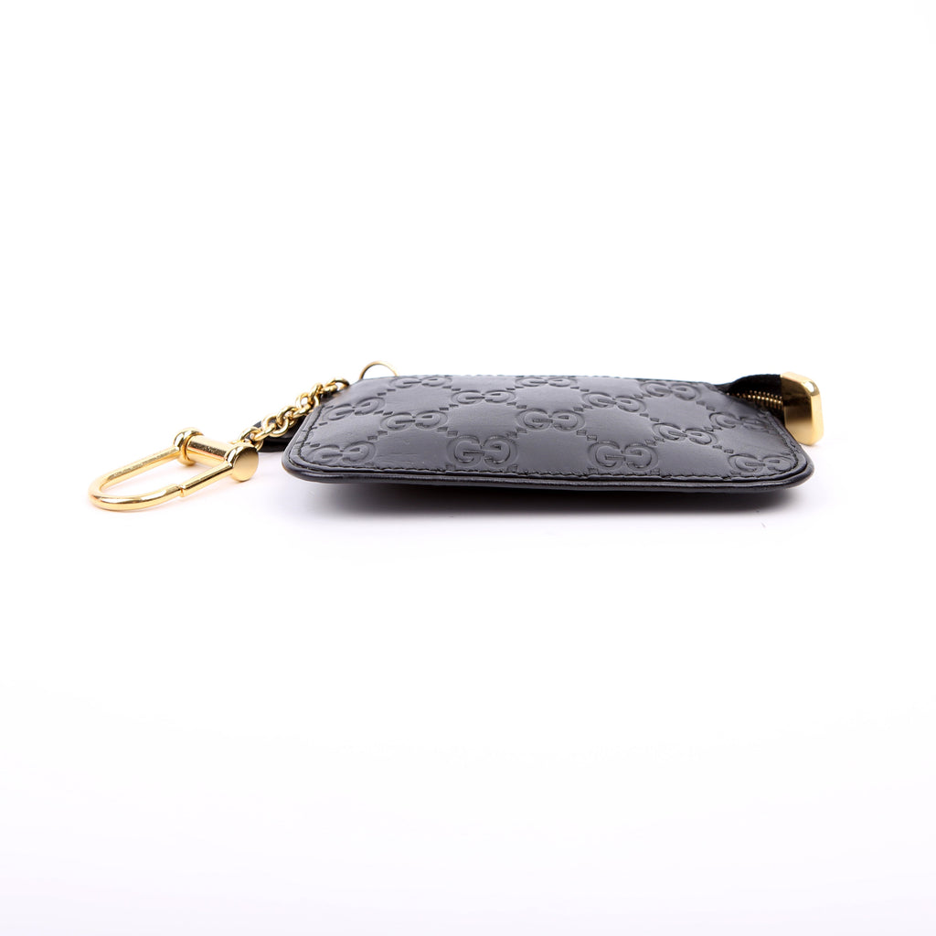 447964 GG Leather Key Pouch Black