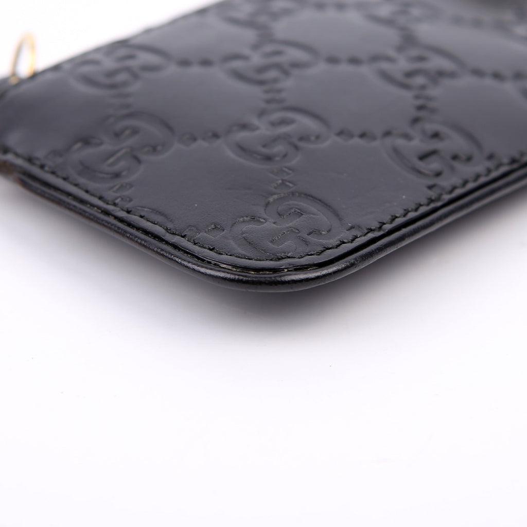 447964 GG Leather Key Pouch Black