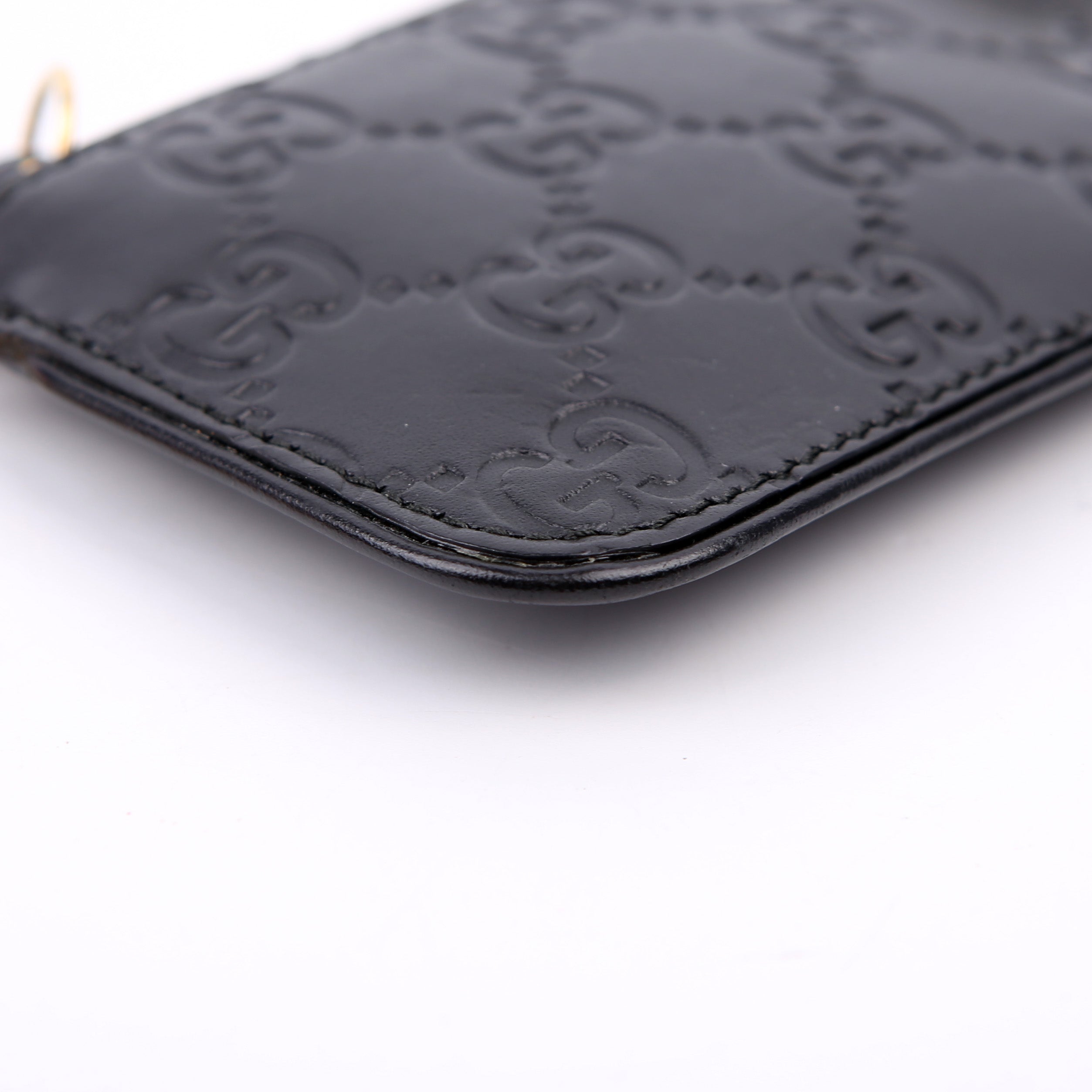 447964 GG Leather Key Pouch Black