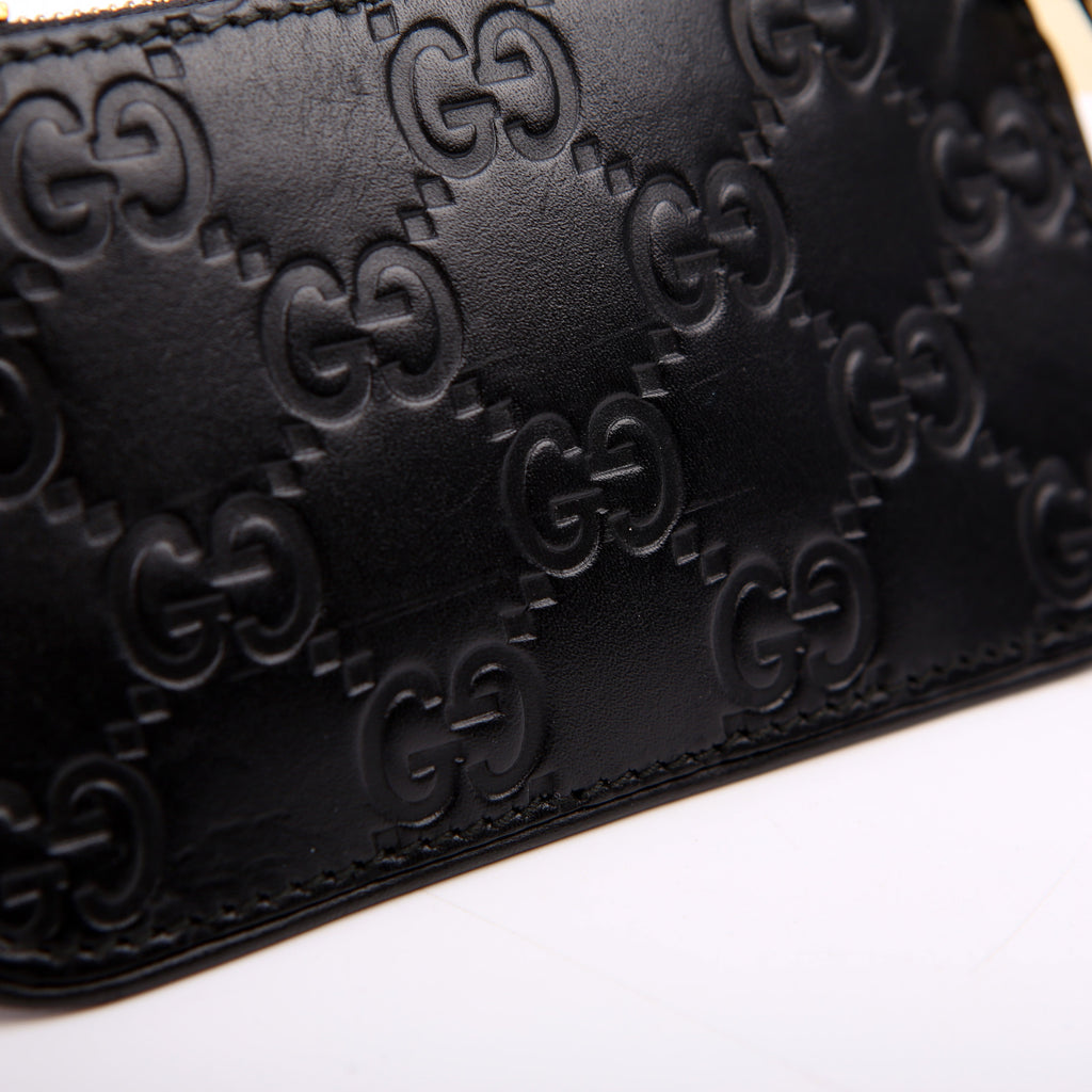 447964 GG Leather Key Pouch Black