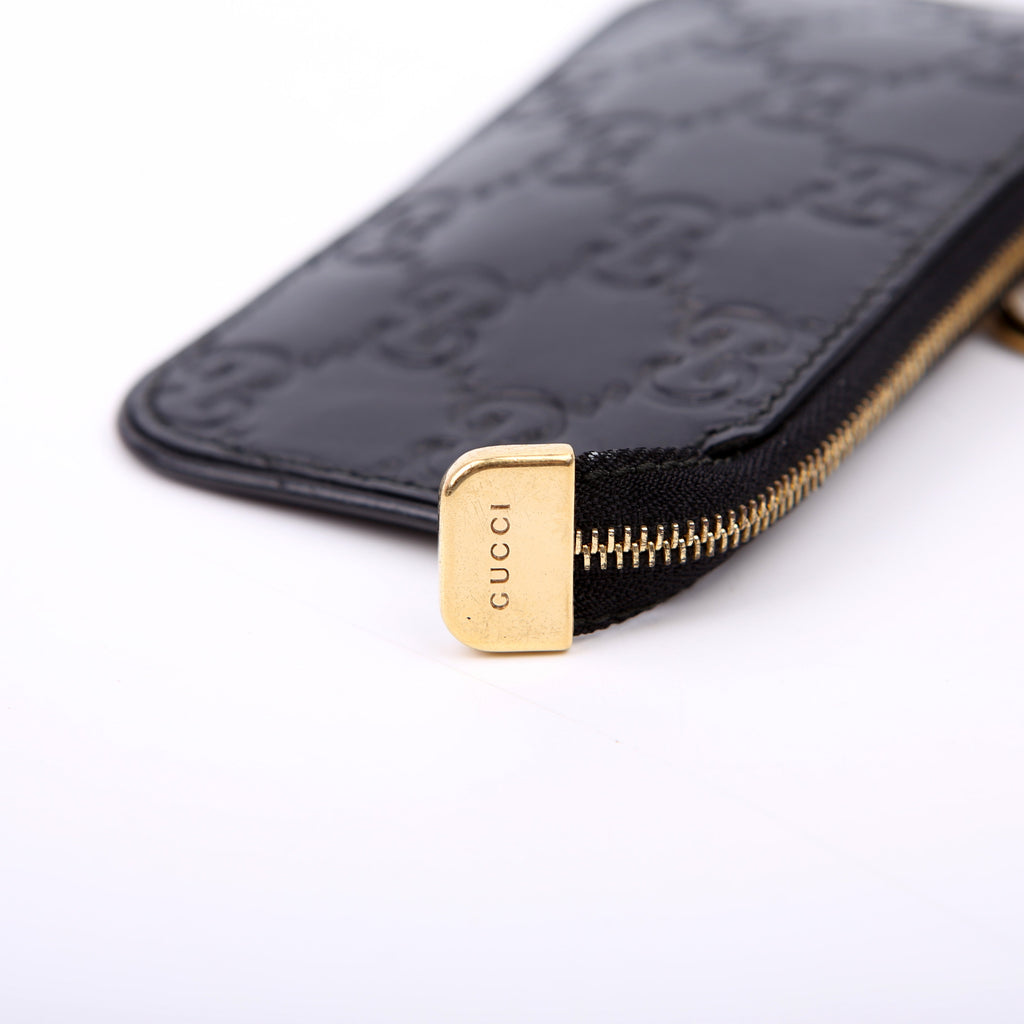 447964 GG Leather Key Pouch Black