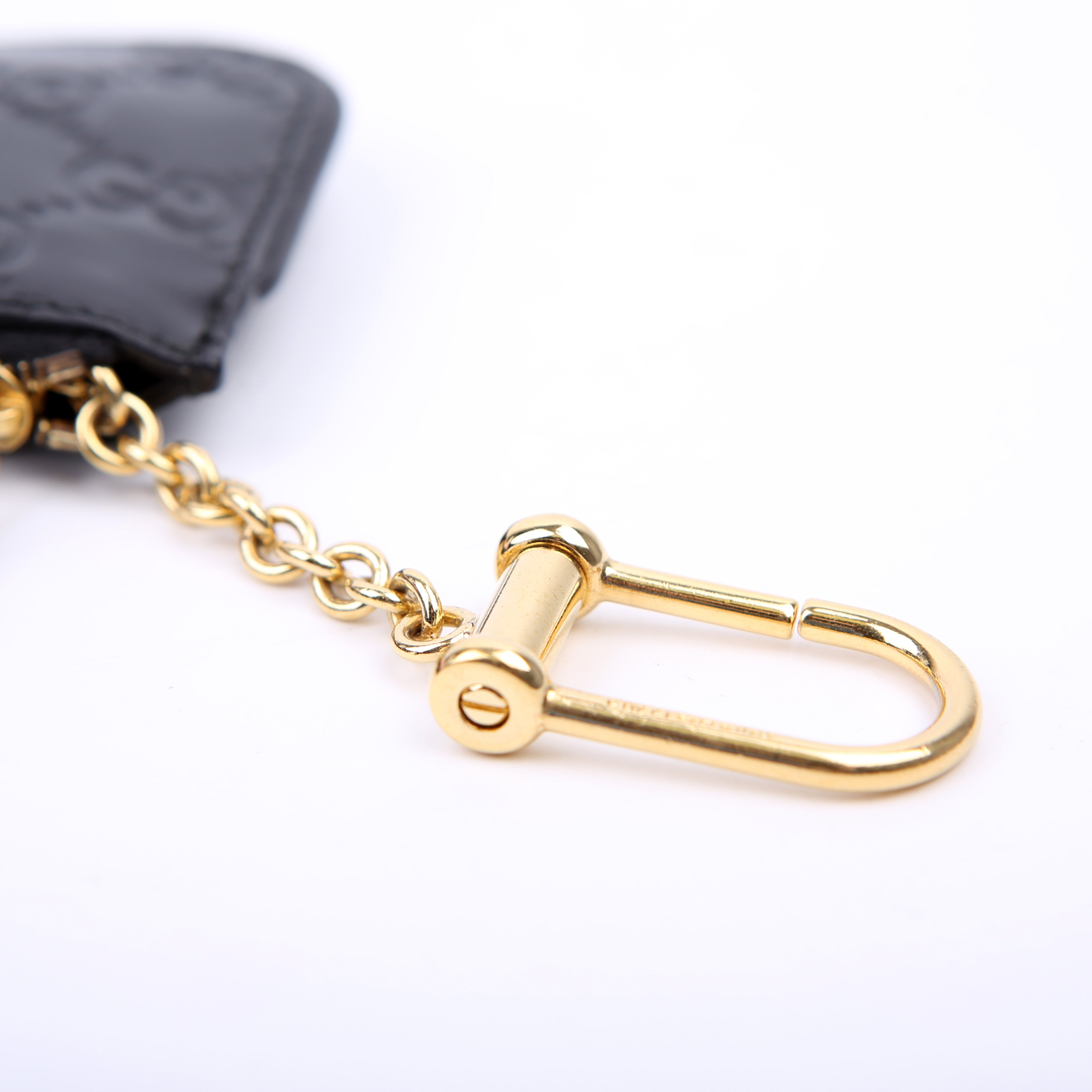 447964 GG Leather Key Pouch Black