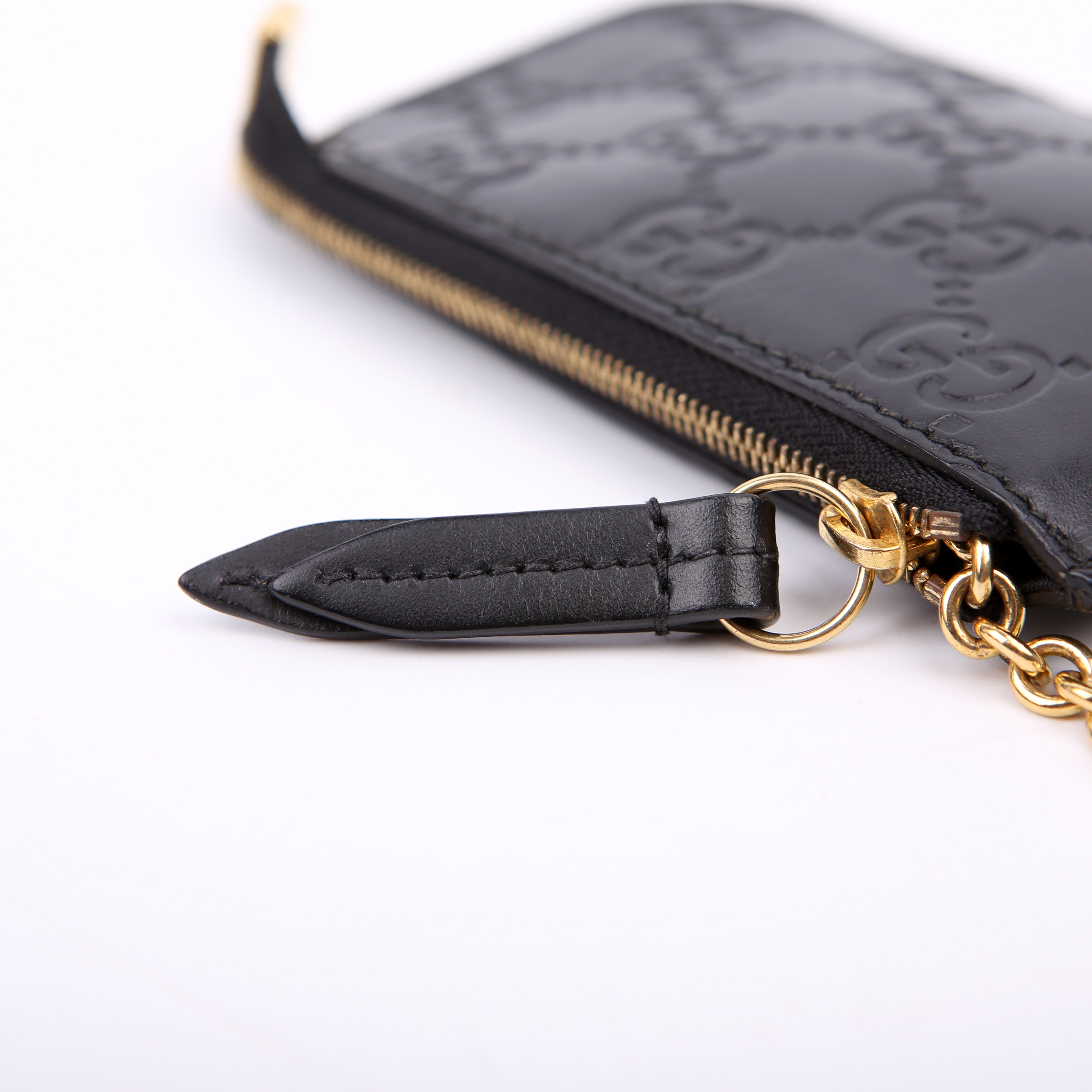 447964 GG Leather Key Pouch Black
