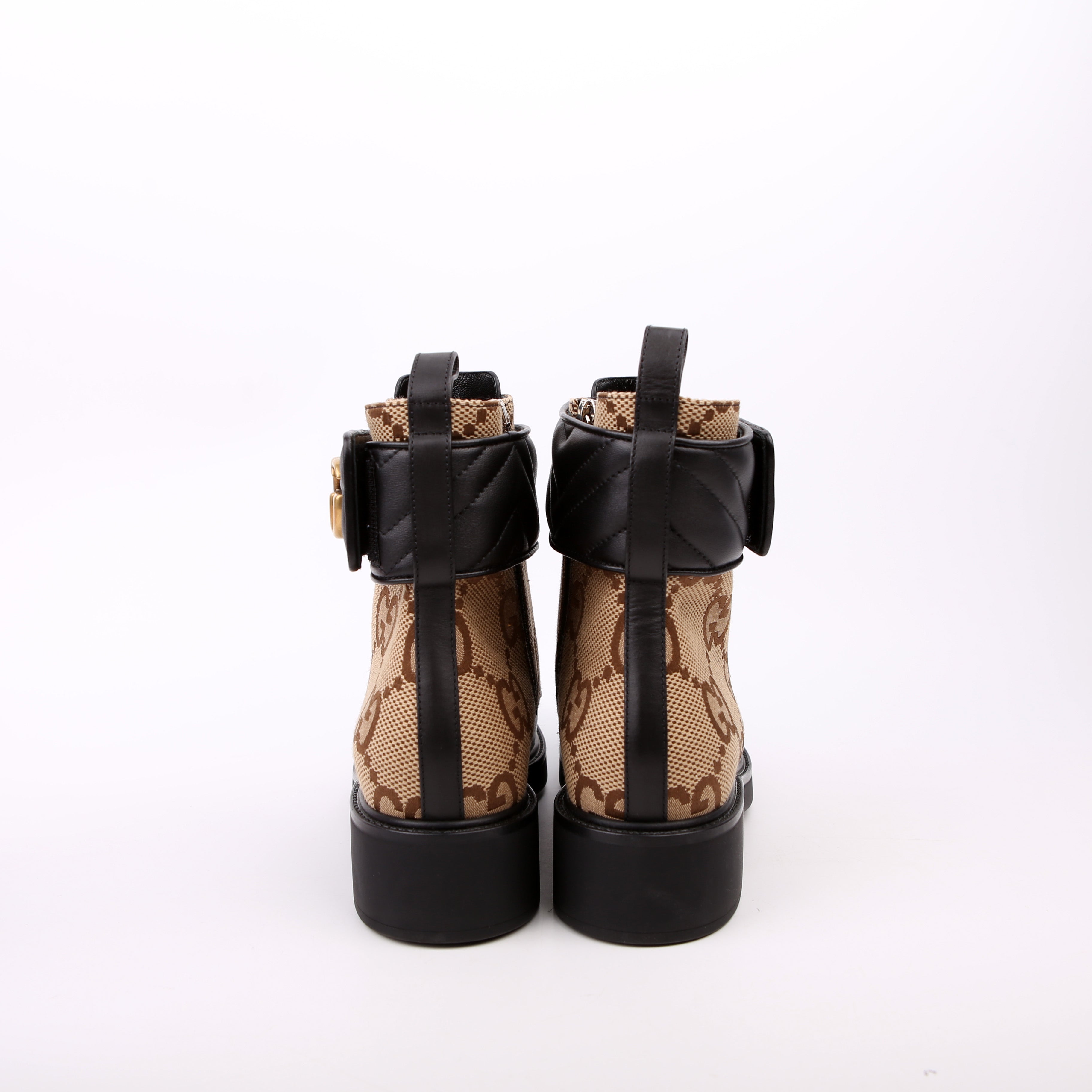 Jumbo GG Marmont Lace Up Boots Size 38.5 Black