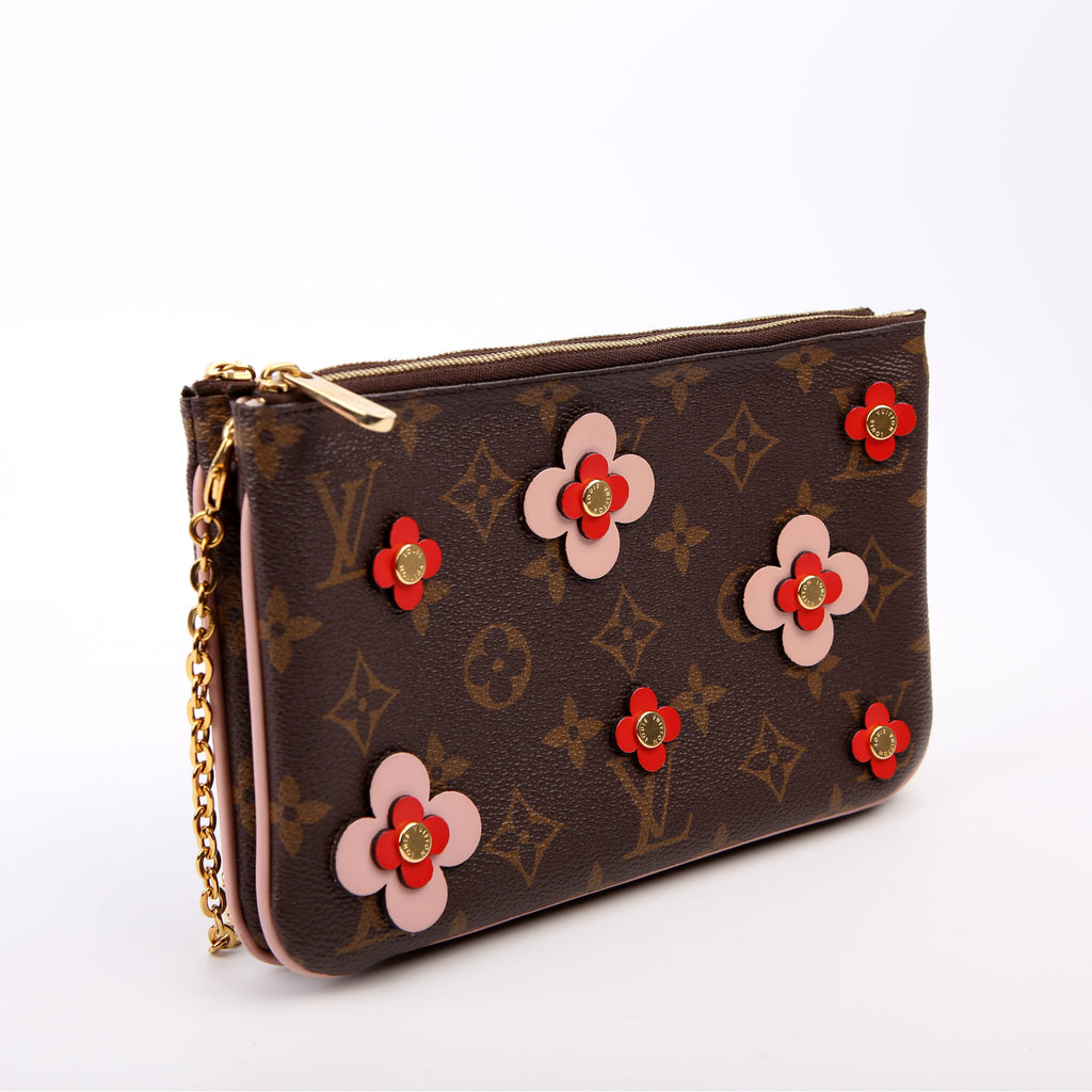 Double Zip Pochette Blooming Flowers