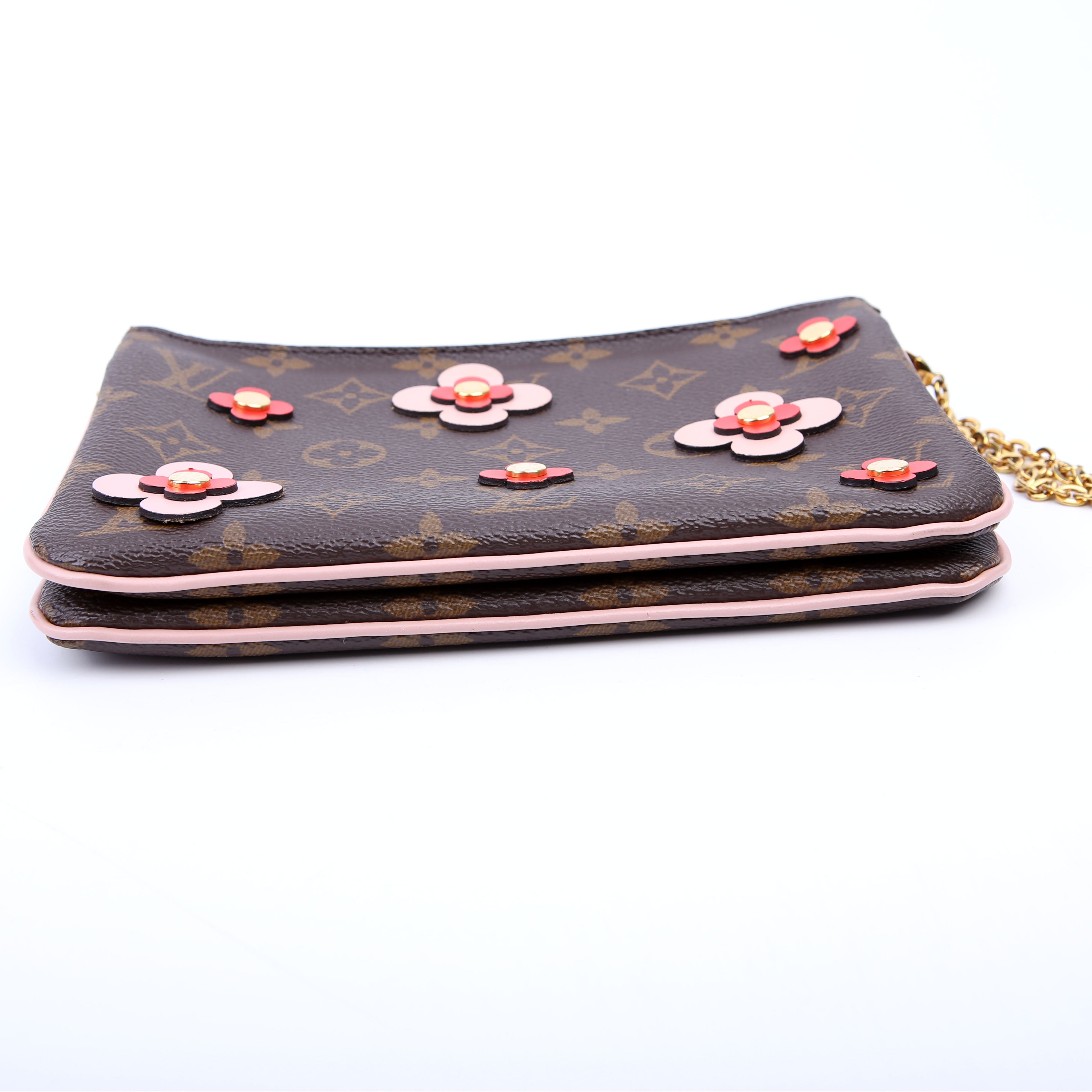 Double Zip Pochette Blooming Flowers