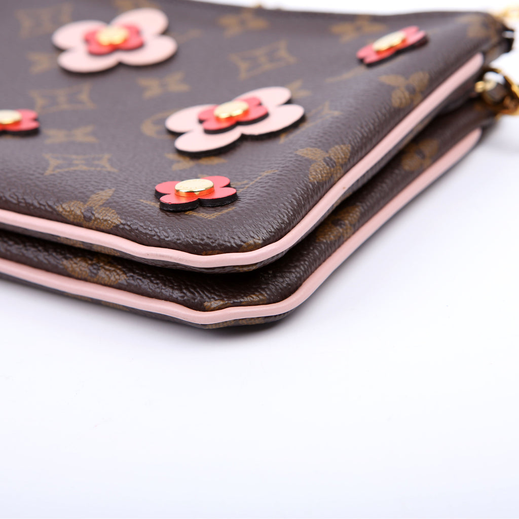 Double Zip Pochette Blooming Flowers