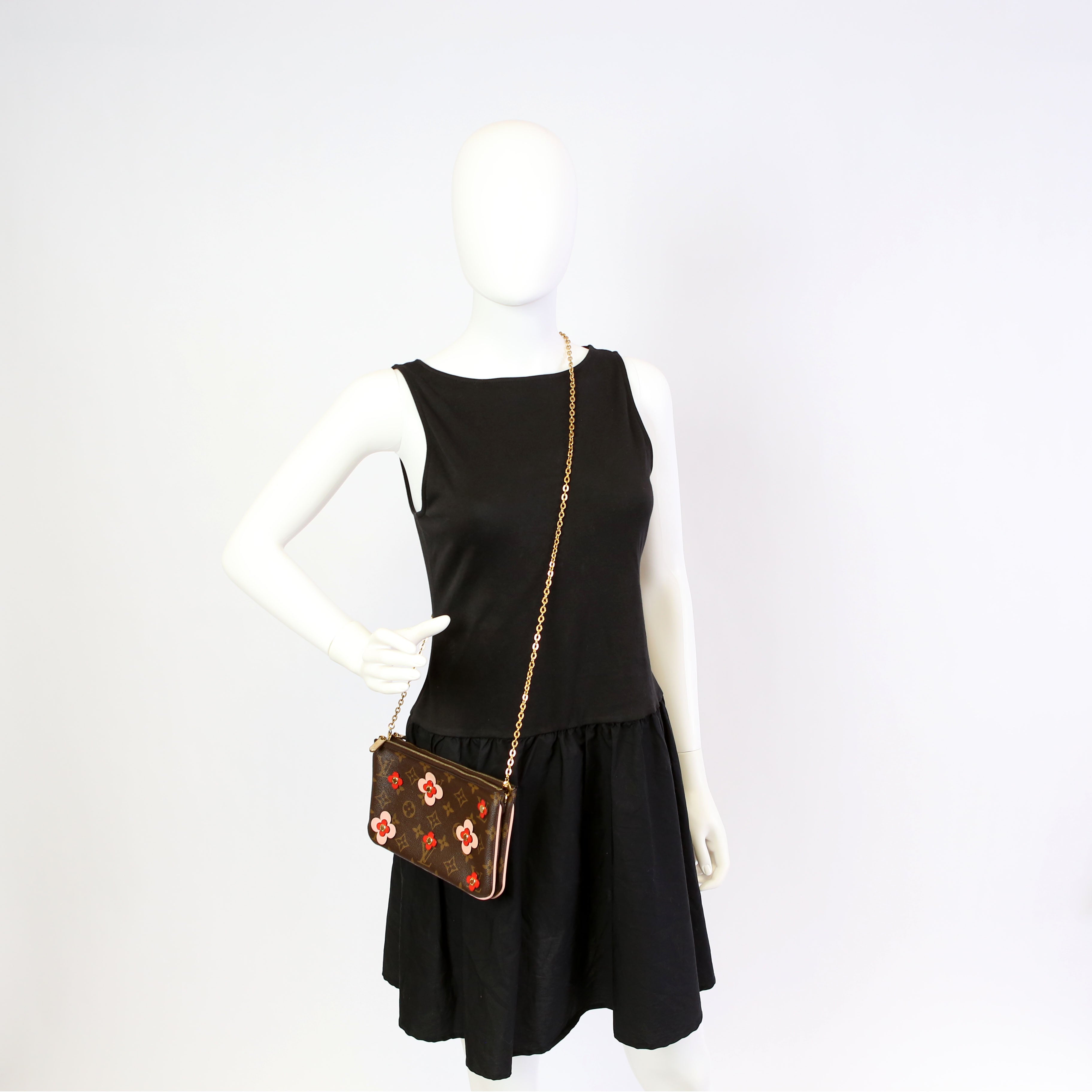 Double Zip Pochette Blooming Flowers