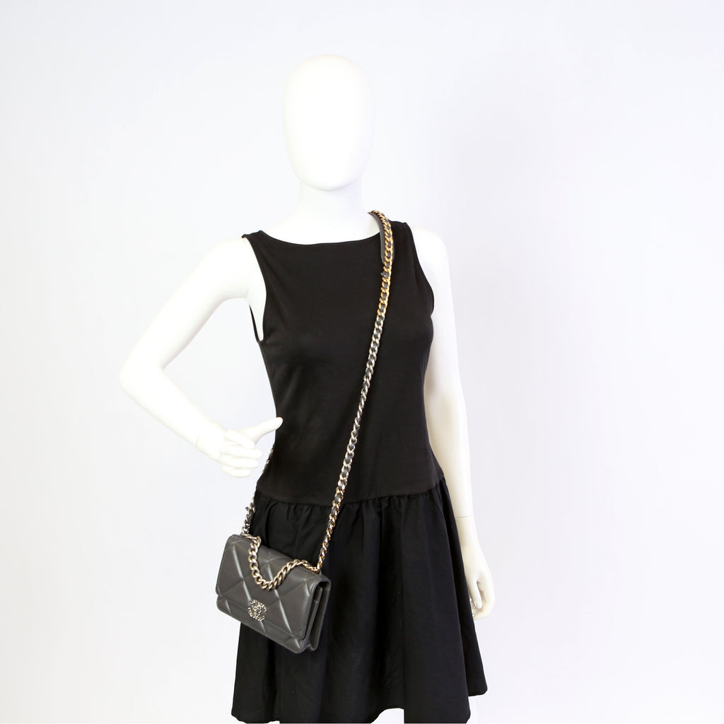 Chanel 19 WOC Quilted Lambskin Grey