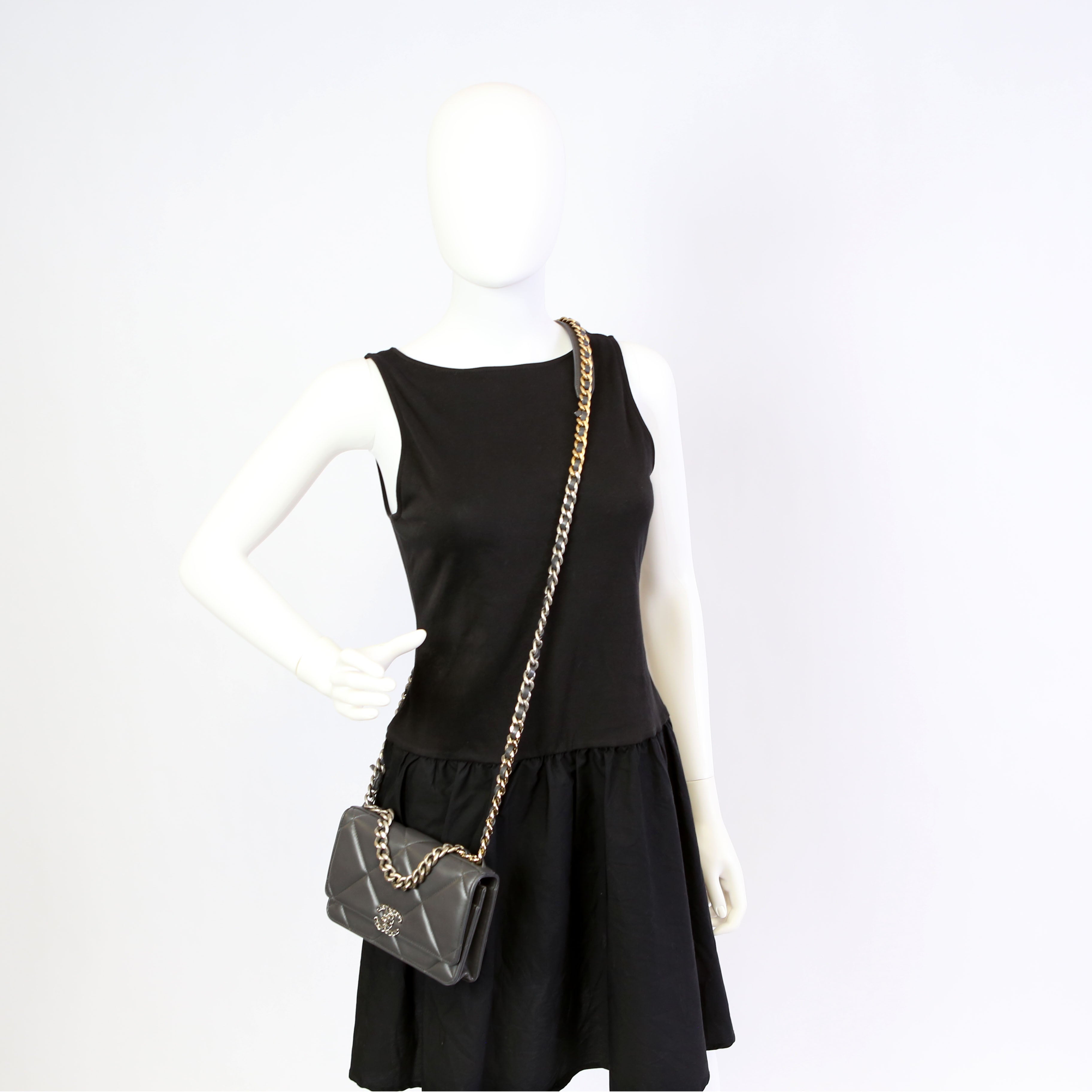 Chanel 19 WOC Quilted Lambskin Grey