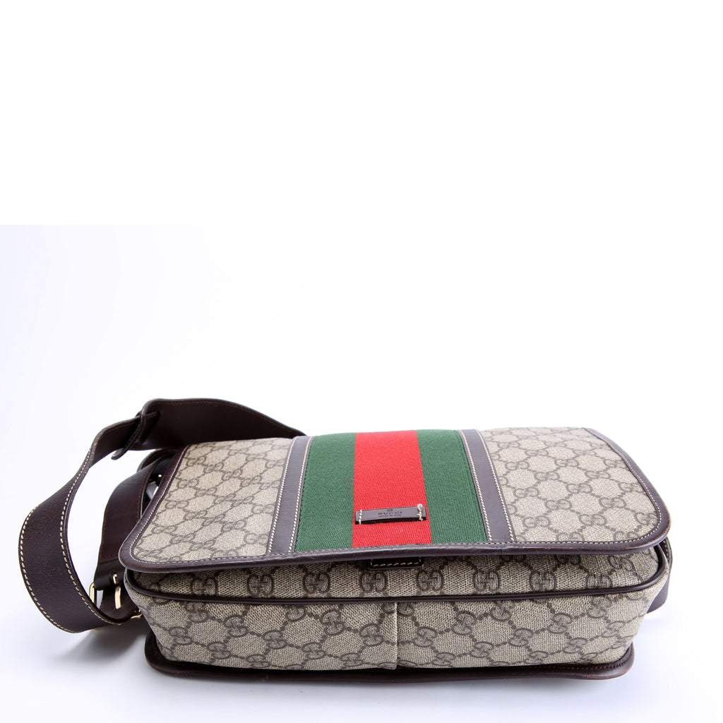 211130 GG Web Flap Messenger Medium Brown/Beige