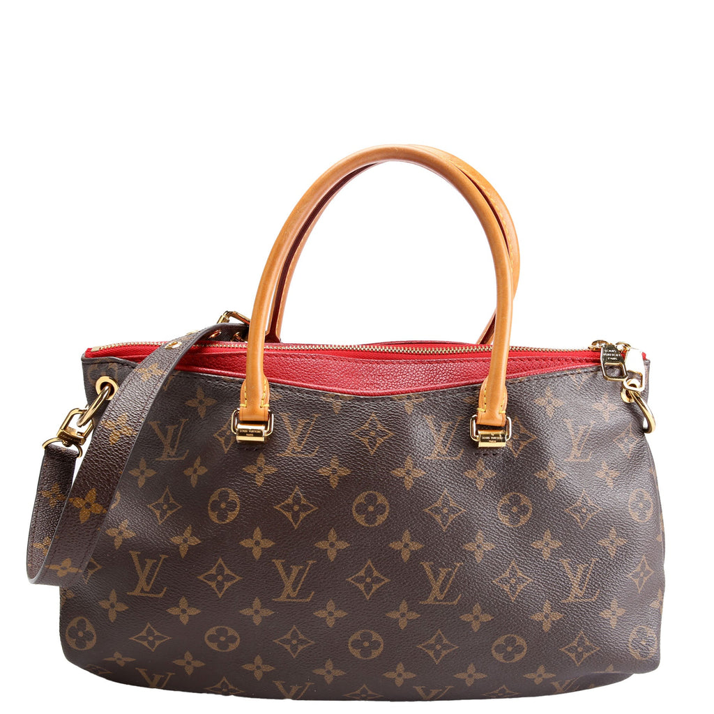 Pallas Tote Monogram Canvas Side Brown/Red